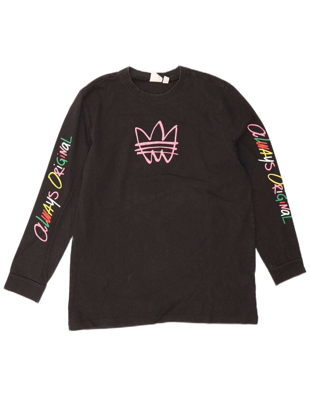 Adidas Haut graphique à manches longues pour femme UK 14 Coton noir moyen
