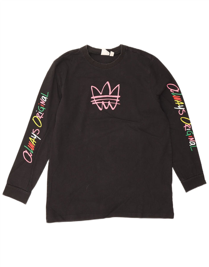 Adidas Haut graphique à manches longues pour femme UK 14 Coton noir moyen