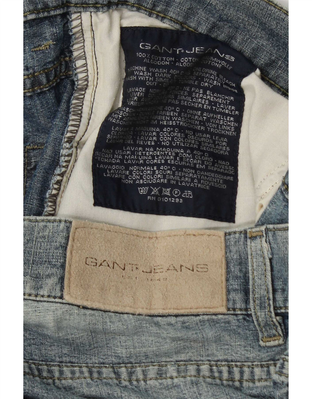 Gant Jean droit W34 L31 bleu coton homme