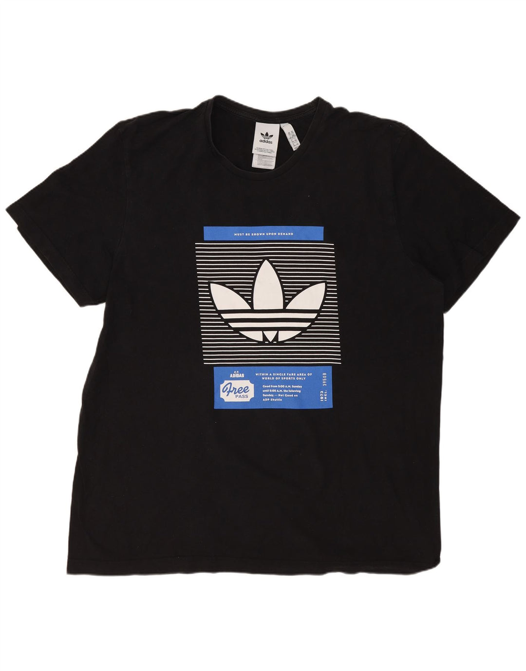ADIDAS T-Shirt Graphique Homme Top 2XL Coton Noir