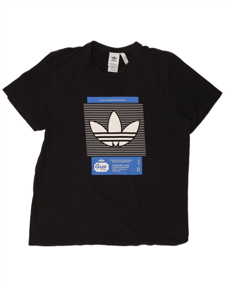 ADIDAS T-Shirt Graphique Homme Top 2XL Coton Noir