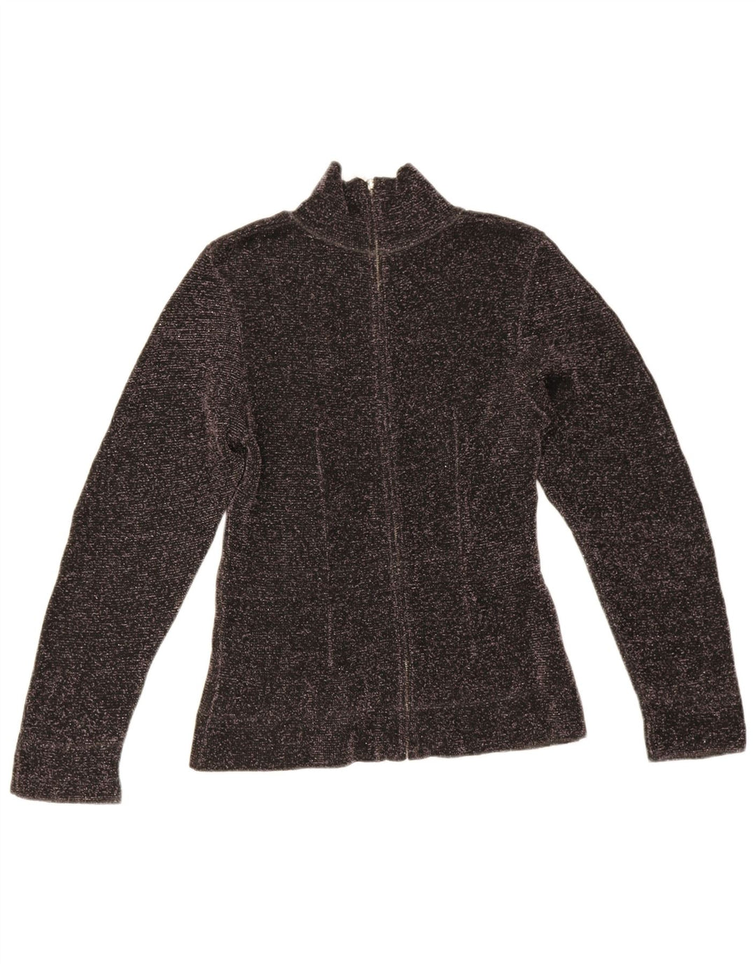 Zara Pull col roulé pour femme UK 12 Viscose mouchetée noir moyen