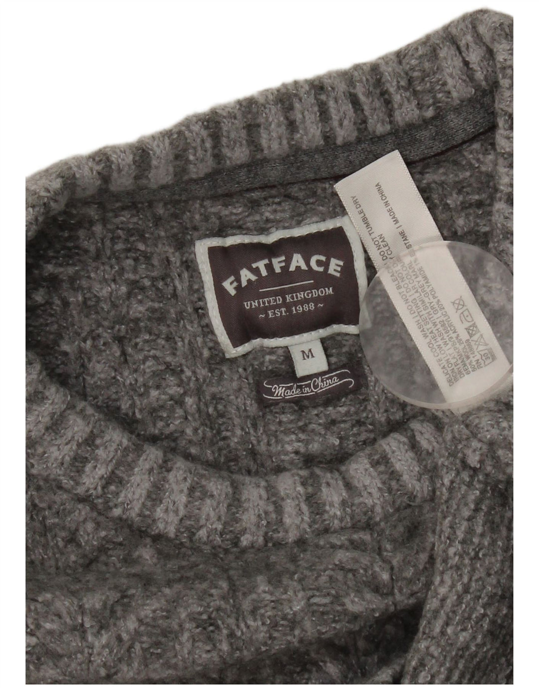 Fat Face Pull ras du cou pour femme UK 14 Laine gris moyen