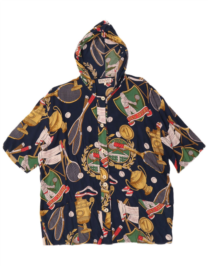 Renate Chemisier surdimensionné à motif abstrait pour femme UK 16 Large Bleu marine