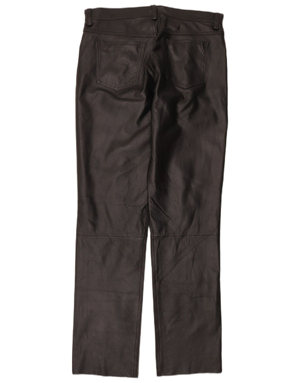 Rover & Lake Pantalon droit en cuir pour homme UK 36 Small W30 L36 Noir