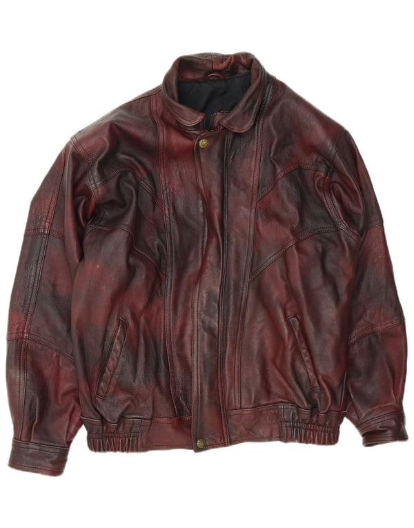 veste en cuir homme vintage UK 42 XL Burgundy Tie Dye