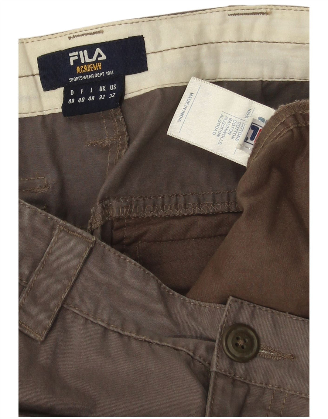 Fila Pantalon cargo droit pour homme W32 L28 Marron Coton
