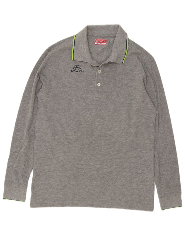 Kappa Polo à manches longues pour homme en coton rayé gris grand