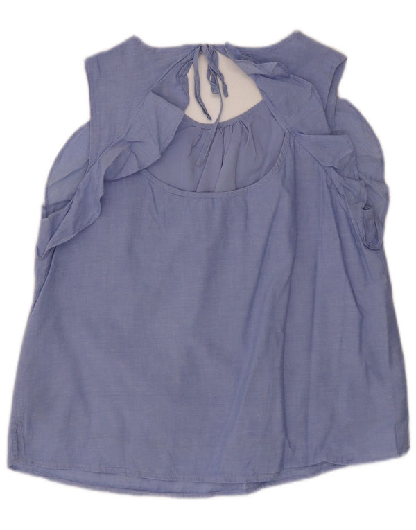 Tommy Hilfiger Chemisier sans manches pour femme UK 16 Large Bleu Coton