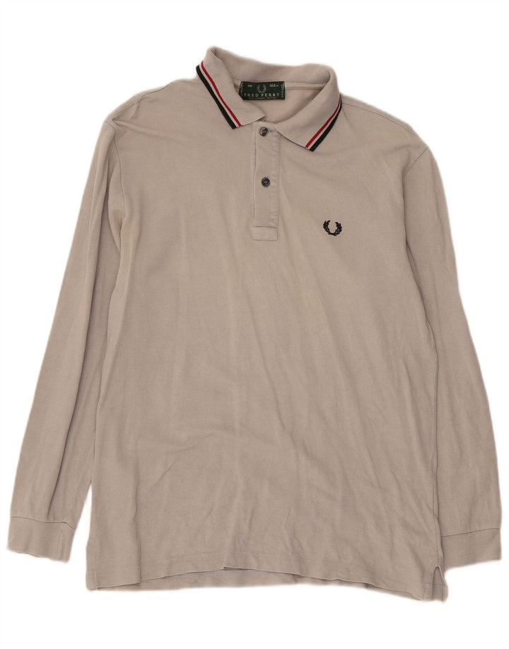 Fred Perry Polo à manches longues pour homme en coton gris moyen classique