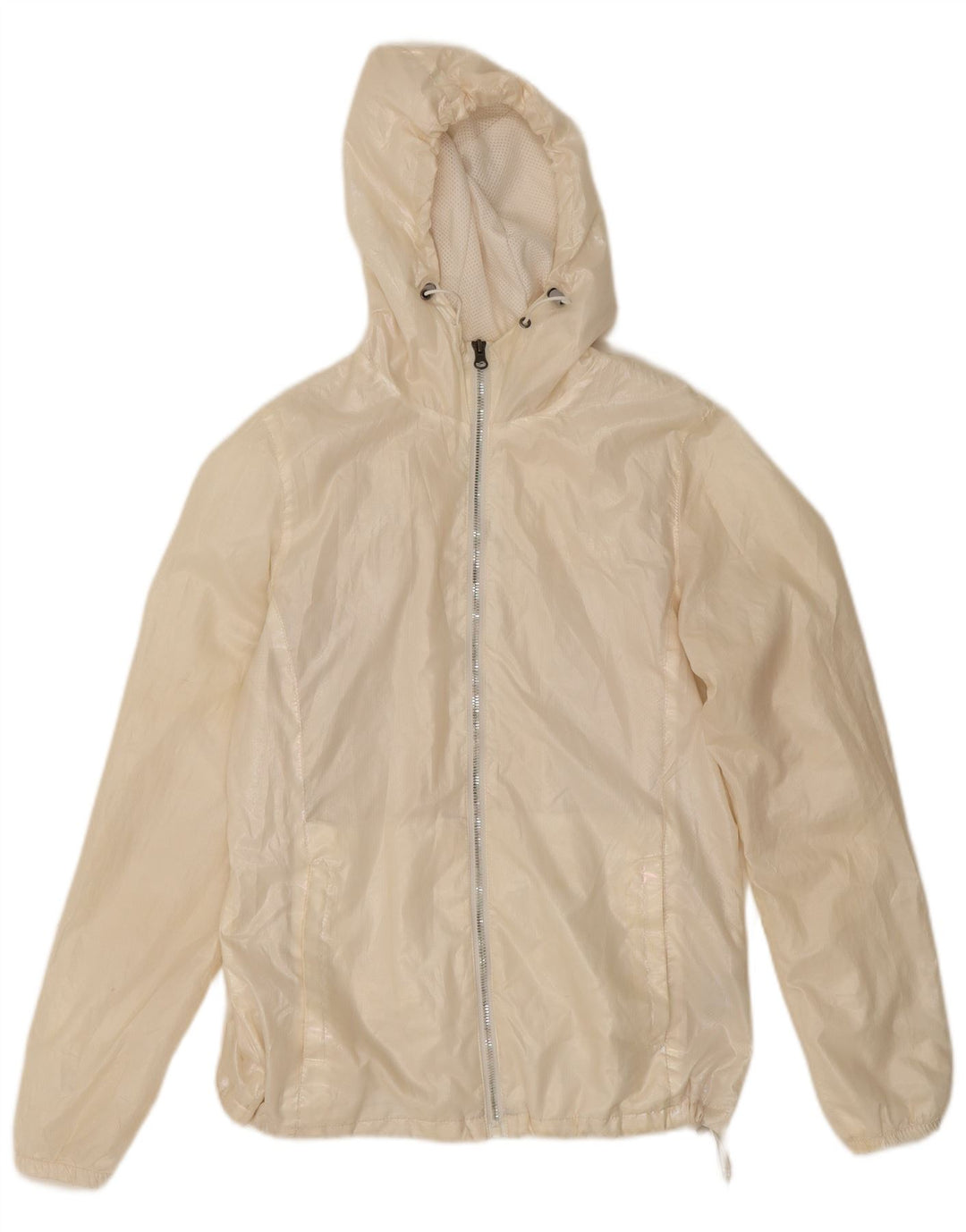 New Balance Veste de pluie à capuche pour femme UK 10 Small Off White Polyester