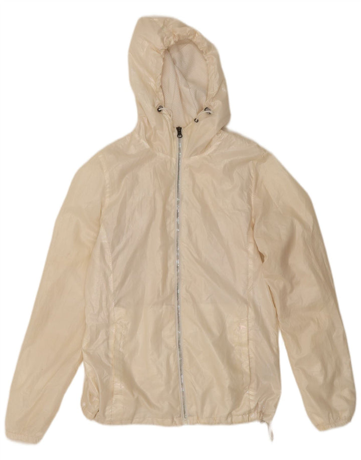 New Balance Veste de pluie à capuche pour femme UK 10 Small Off White Polyester