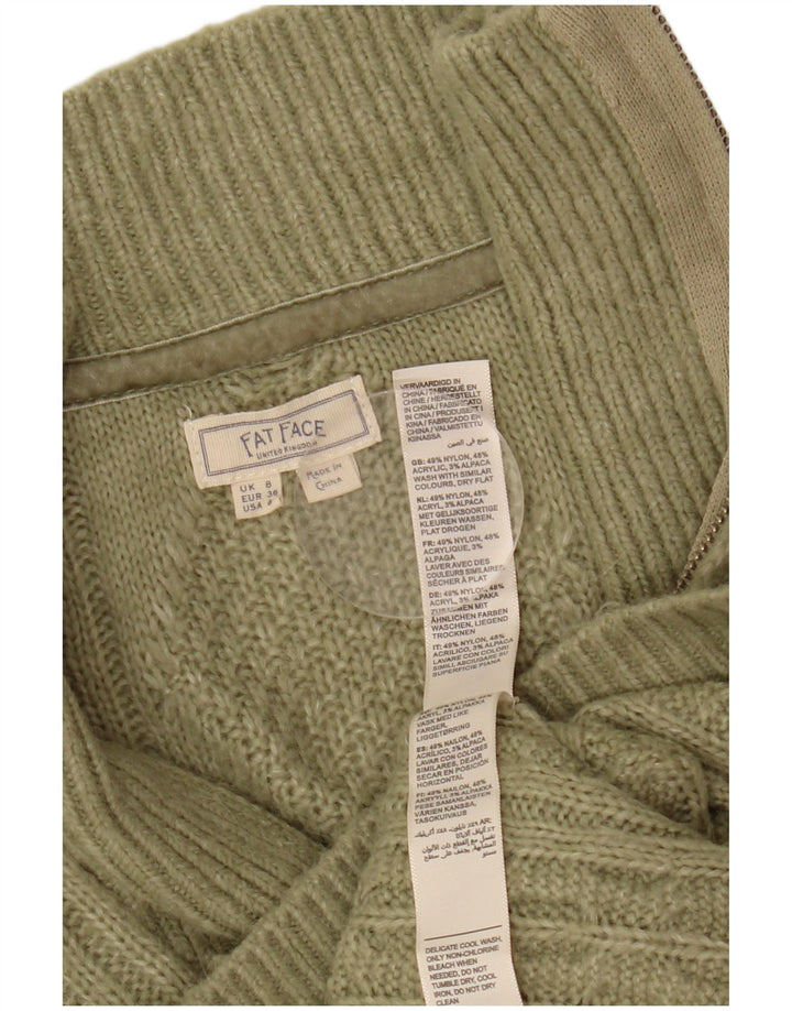 FAT FACE Pull à col zippé pour femme UK 8 Petit Kaki Argyle/Diamant