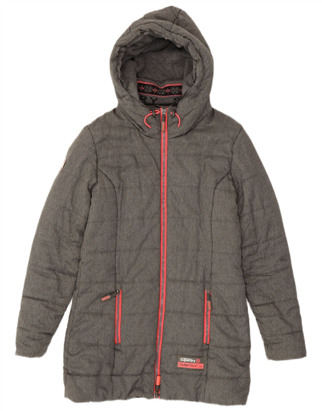 SUPERDRY Manteau rembourré pour femme UK 44 Gris moyen Polyester