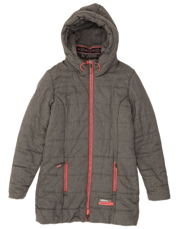 SUPERDRY Manteau rembourré pour femme UK 44 Gris moyen Polyester