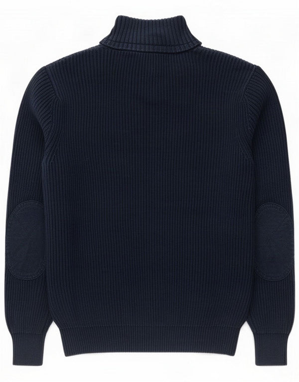 Crew Clothing Mens Button Neck Jumper Sweater Small Navy Blue Cotton
