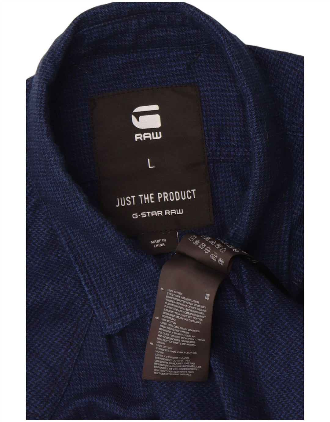 G-Star Chemise en flanelle pour homme Large en coton pied-de-poule bleu marine
