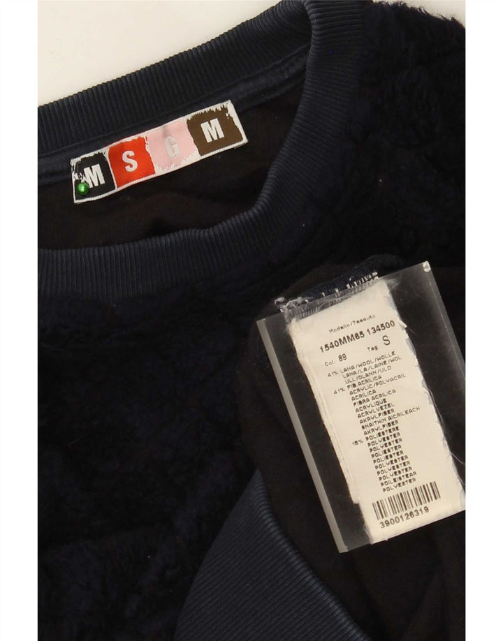 MSGM Sweat-shirt pour homme en laine bleu marine à losanges et diamants Taille S