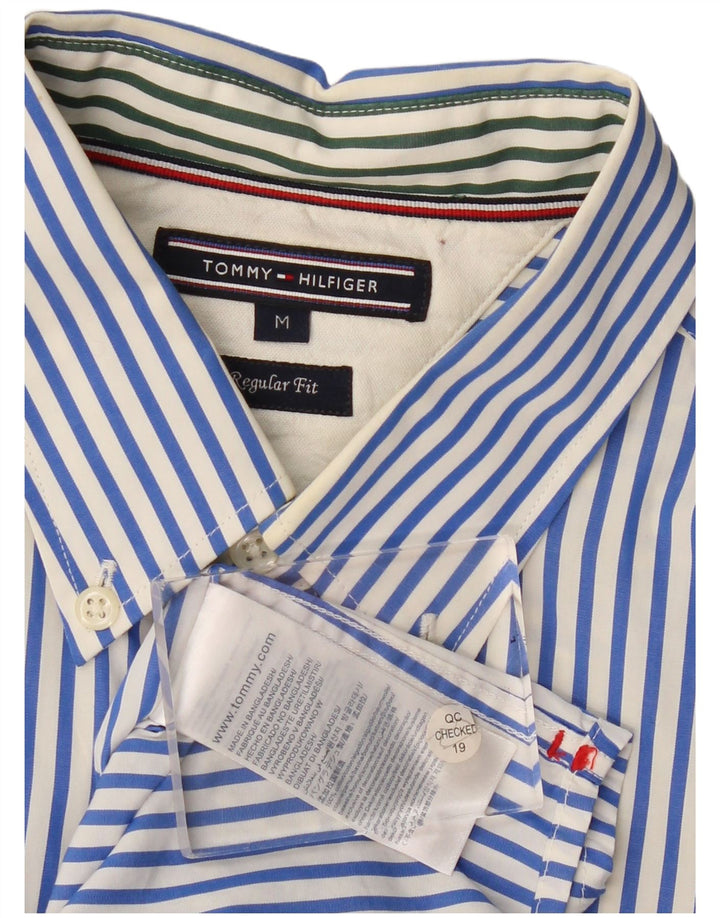 TOMMY HILFIGER Chemise Regular Fit Homme Bleu Moyen en Coton à Fines Rayures