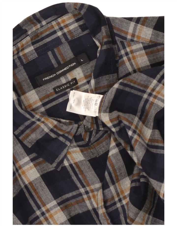 French Connection Chemise en Flanelle Coupe Classique Homme Bleu Marine à Carreaux