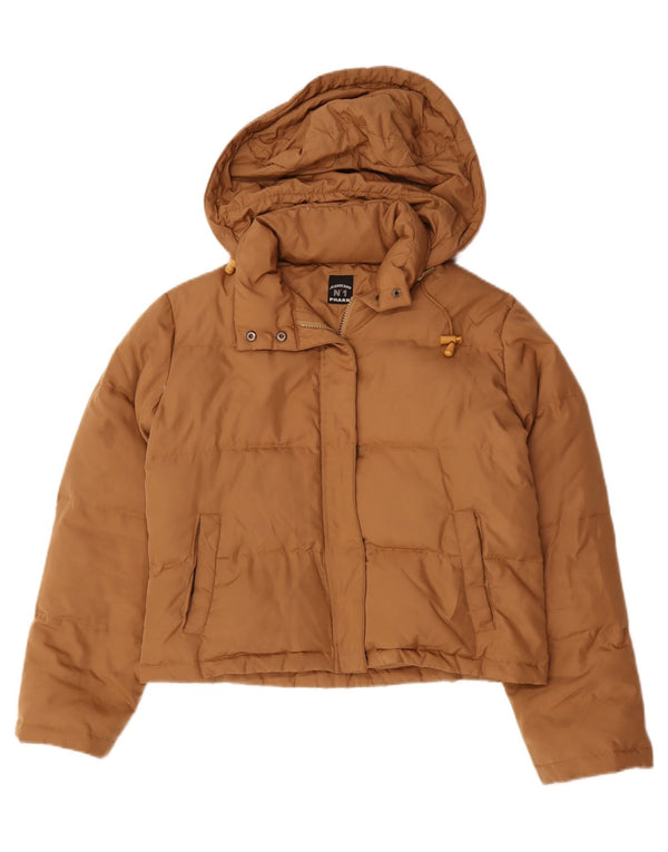 Phard Veste rembourrée à capuche courte pour femme UK 16 Large Marron Polyester