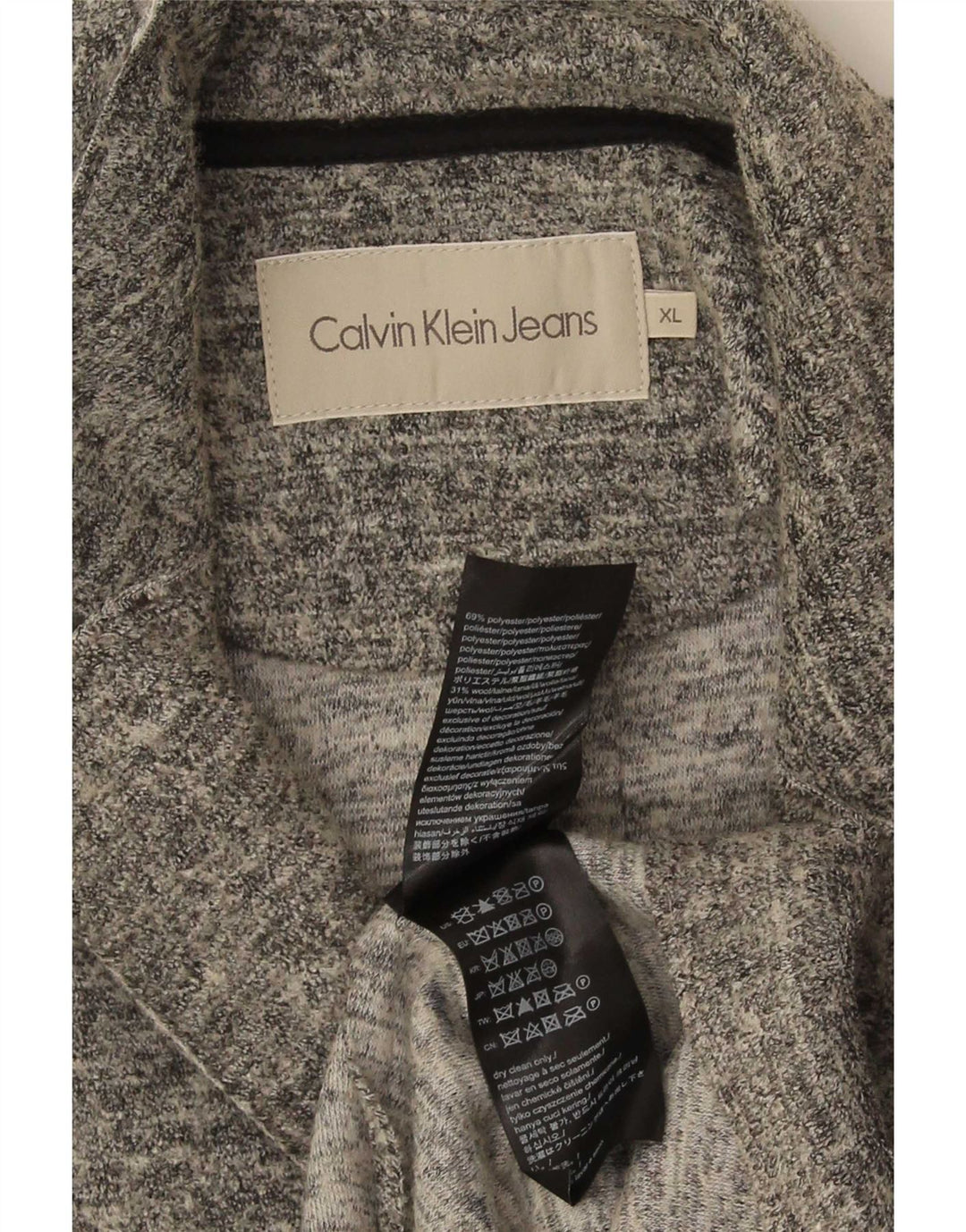Calvin Klein Jeans Manteau Femme UK 18 XL Gris Moucheté Polyester