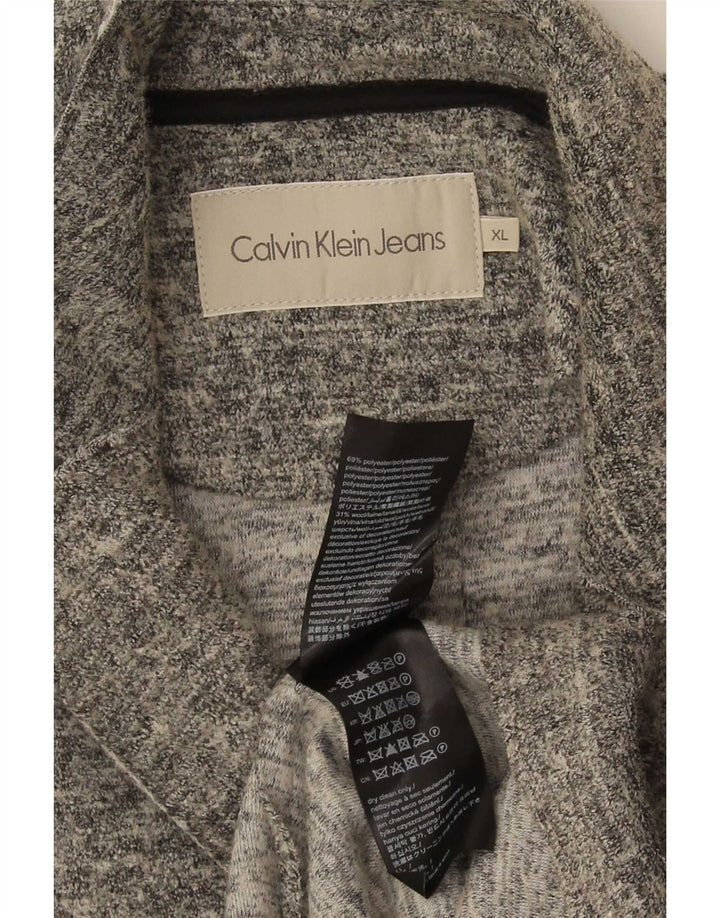 Calvin Klein Jeans Manteau Femme UK 18 XL Gris Moucheté Polyester