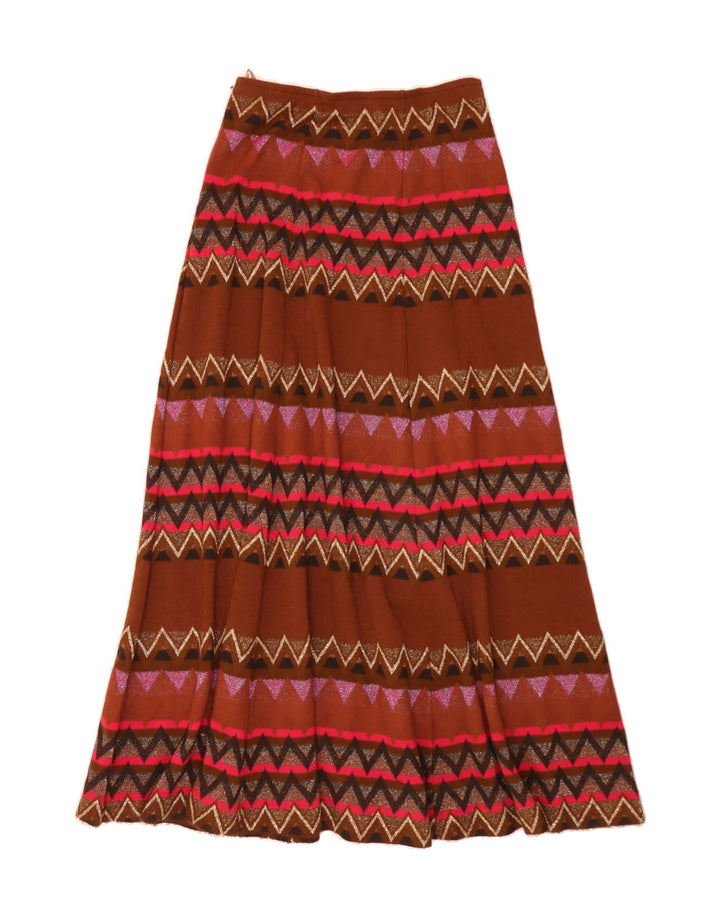 VINTAGE Jupe Maxi Évasée Femme IT 42 Moyen W30 Géométrique Multicolore