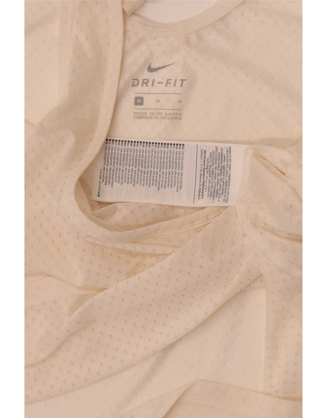Nike Femmes Dri Fit Débardeur UK 12 Moyen Blanc Cassé Polyester