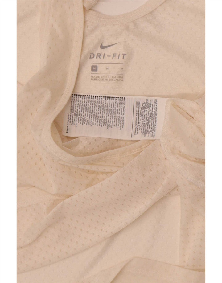 Nike Femmes Dri Fit Débardeur UK 12 Moyen Blanc Cassé Polyester