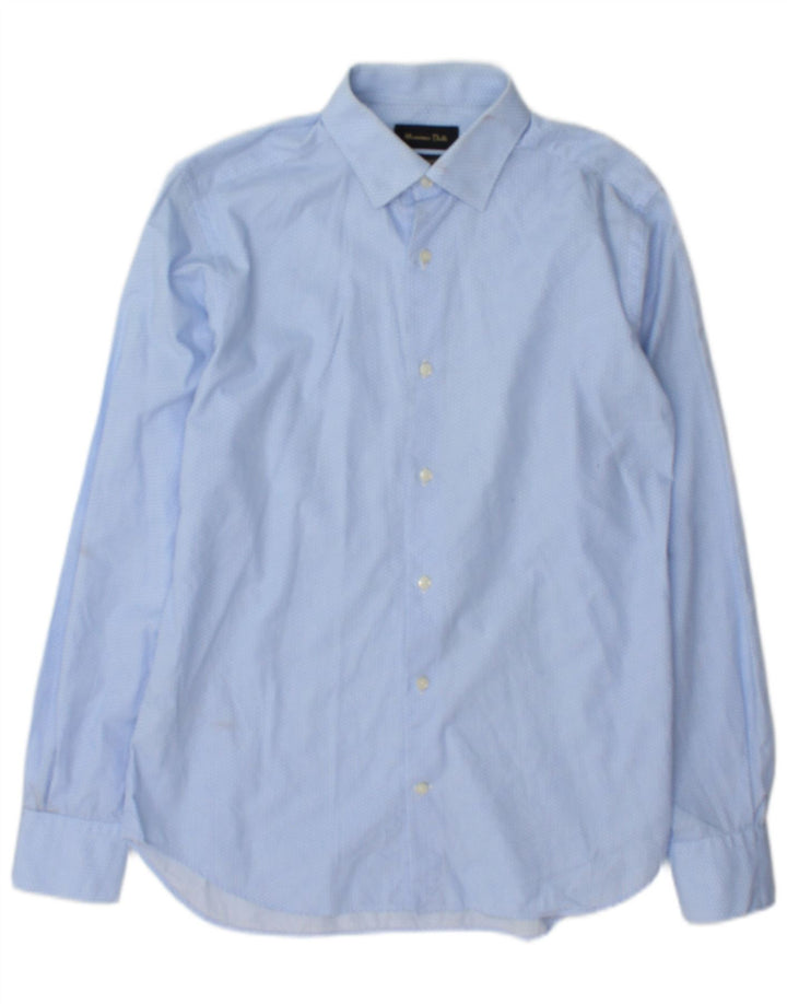 Massimo Dutti Chemise Homme Taille 38 15 Coton Géométrique Bleu Moyen