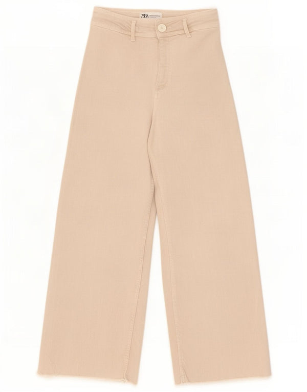 Zara Femme The Marine Jean Droit Large Jambe EU 36 XS W26 L28 Beige