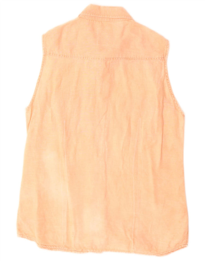 Think Pink Chemise sans manches pour femme UK 12 Coton orange moyen