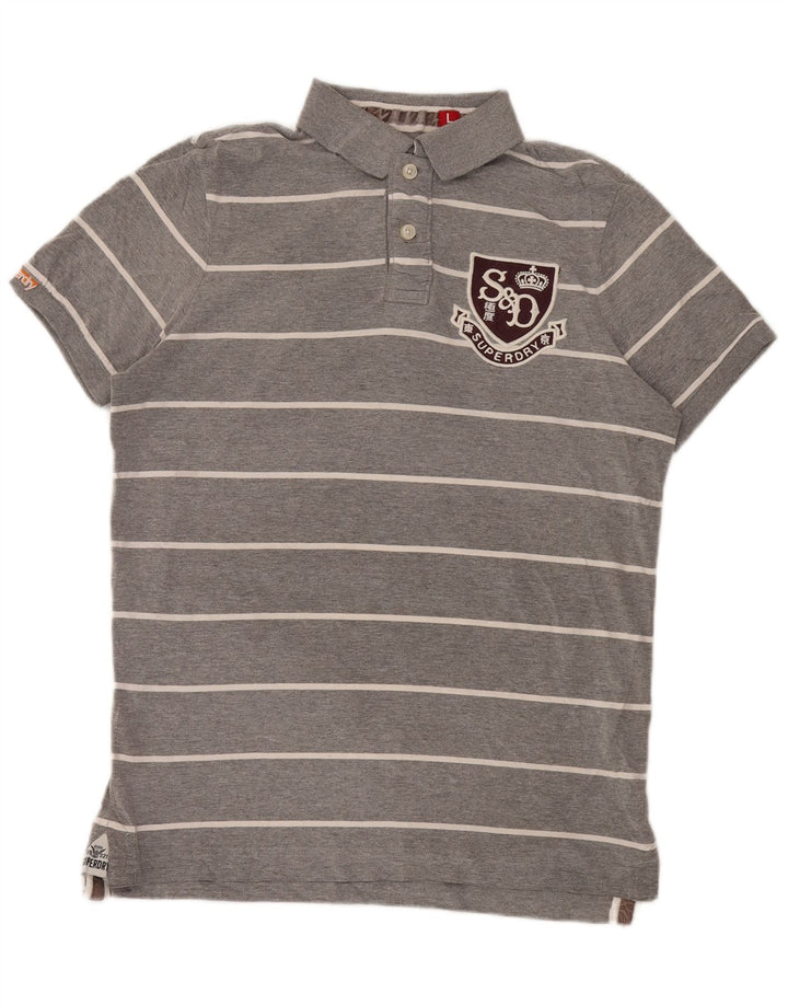 Superdry Polo Graphic Rugby Homme Large Gris Rayé Polyester