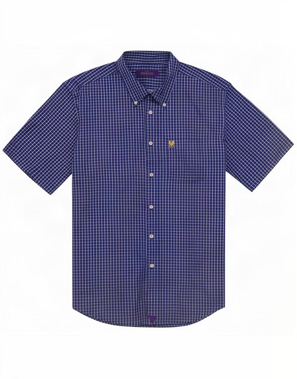 vintage Chemise à manches courtes pour hommes XL Coton à carreaux bleus
