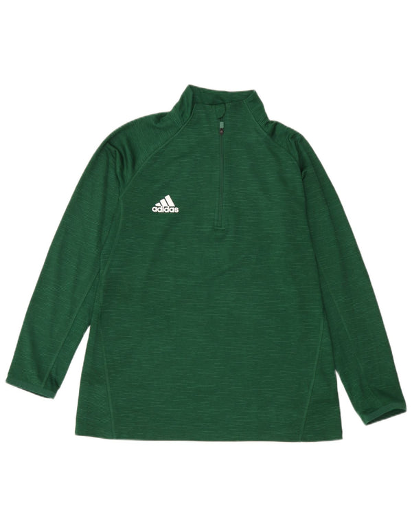 Adidas Haut à col zippé à manches longues pour femme UK 14 Grand vert moucheté en polyester