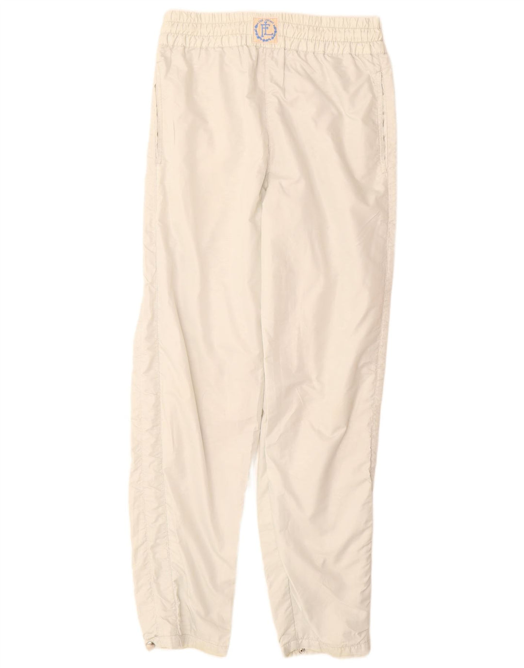 Pantalon coupe-vent femme vintage UK 12 Medium Off White Polyester