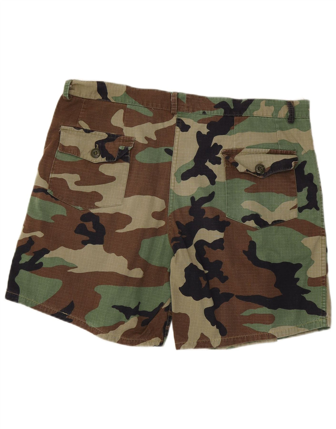 VINTAGE Short décontracté pour homme W38 XL Kaki Camouflage Coton