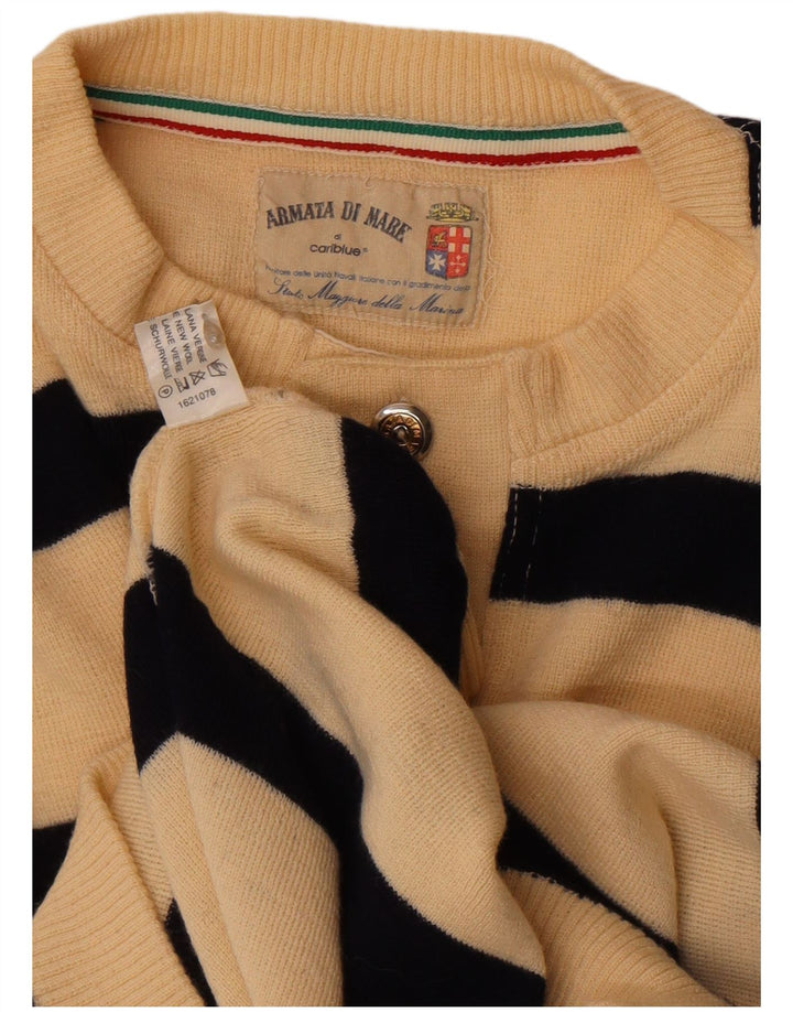 Armata Di Mare Pull à col boutonné pour homme Blanc cassé rayé