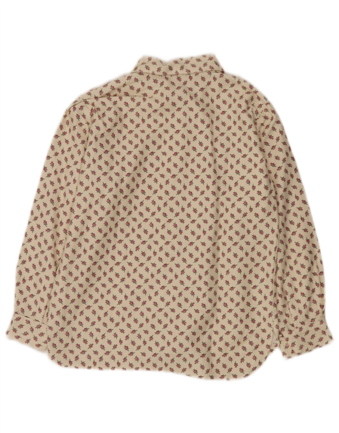 VINTAGE Chemisier Chemise Femme UK 10 Petit Coton Floral Beige