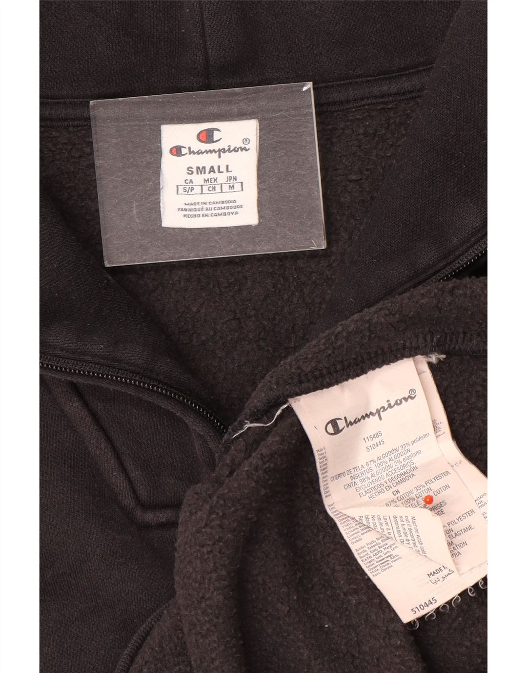 Champion Sweat-shirt surdimensionné à col zippé pour femme UK 10 Petit Noir