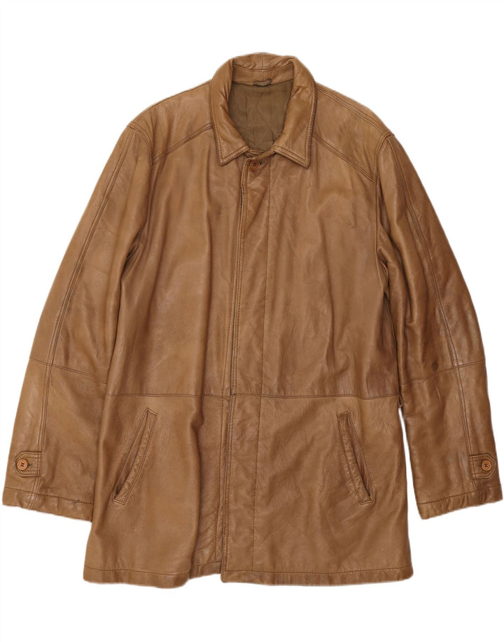 veste en cuir homme vintage IT 56 3XL Marron