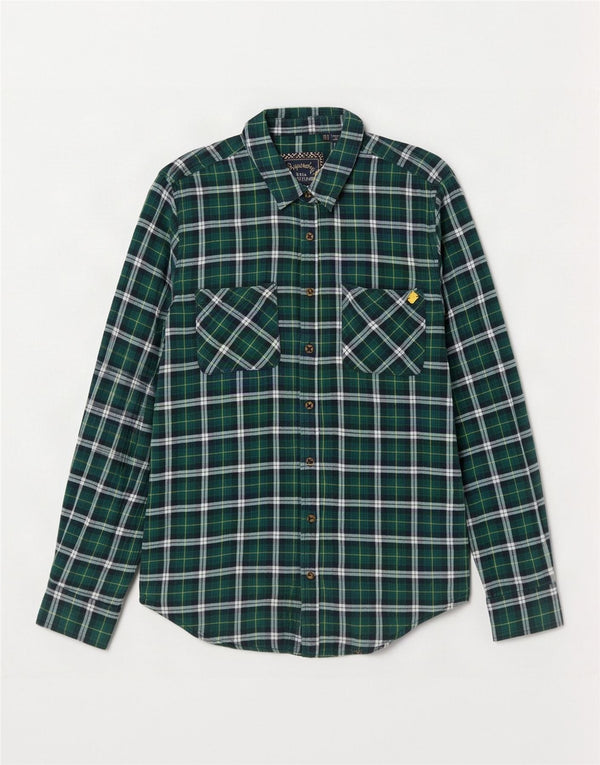 Superdry Chemise en flanelle pour femme UK 14 Grand coton à carreaux vert