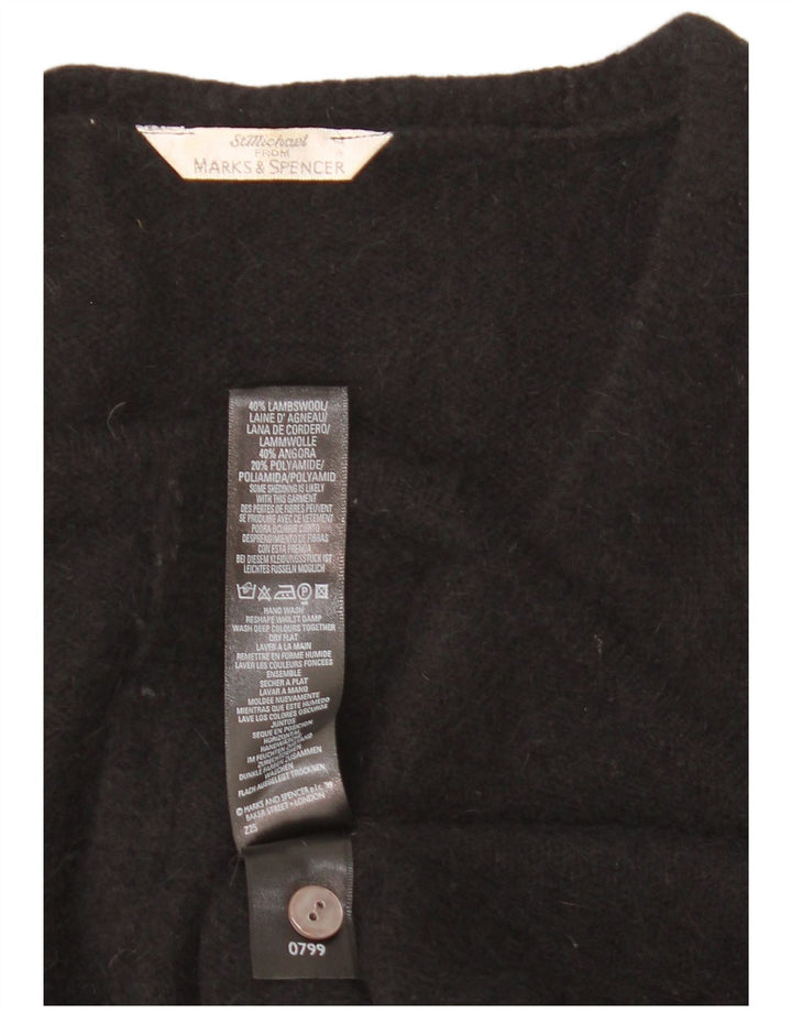 Marks & Spencer Pull Cardigan pour Femme UK 16 Grand Angora Noir