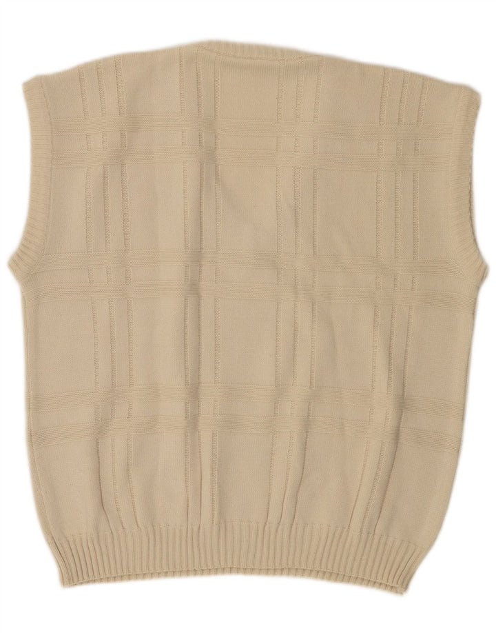 VINTAGE Homme Gilet Débardeur IT 52/54 Grand Blanc Cassé Polyacrylique