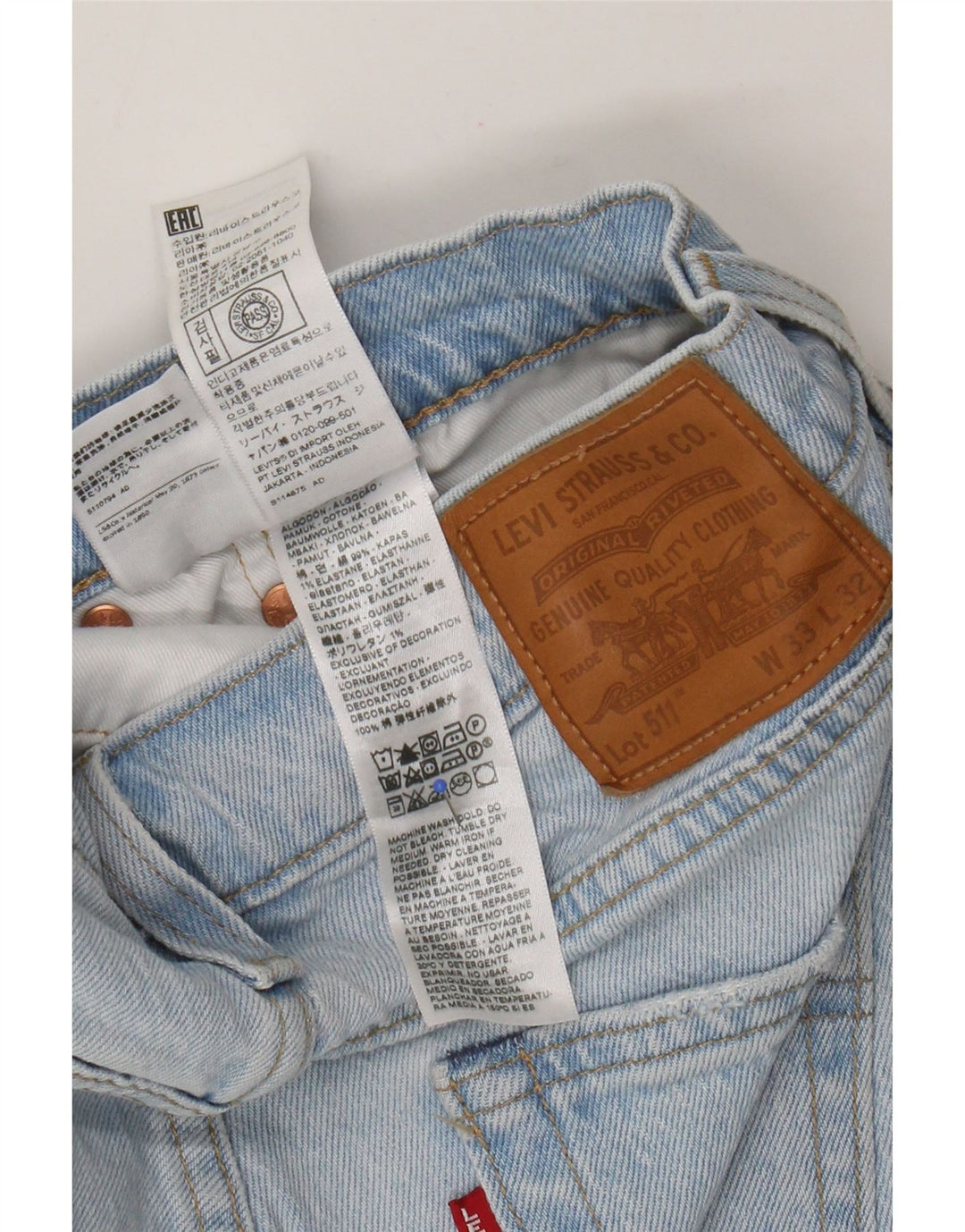 Levi's Jean Slim 511 Distressed Femme W33 L32 Bleu Patchwork Coton