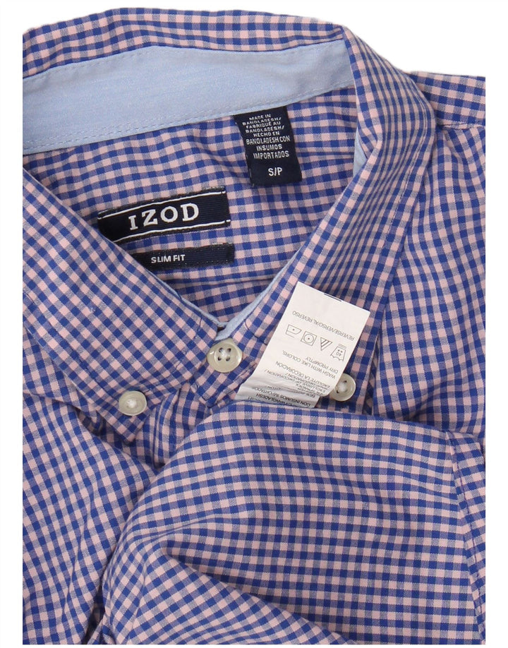 IZOD Chemise Slim Fit Homme Petit Bleu Vichy Coton