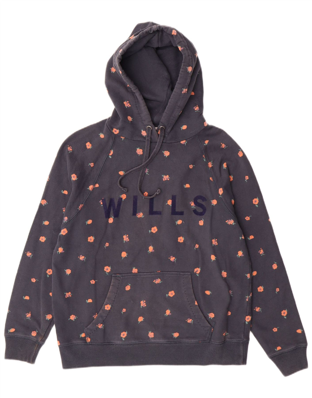 Jack Wills Pull à capuche graphique pour femme UK 12 Bleu marine moyen Coton