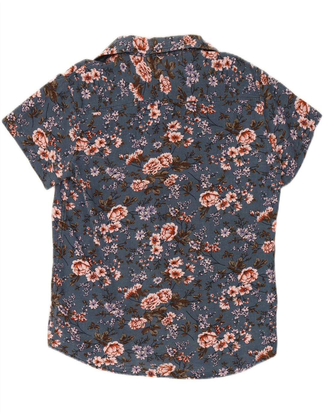 SHEIN Mens Short Sleeve Shirt Small Blue Floral Cotton Vintage Shein and Second-Hand Shein from Messina Hembry 