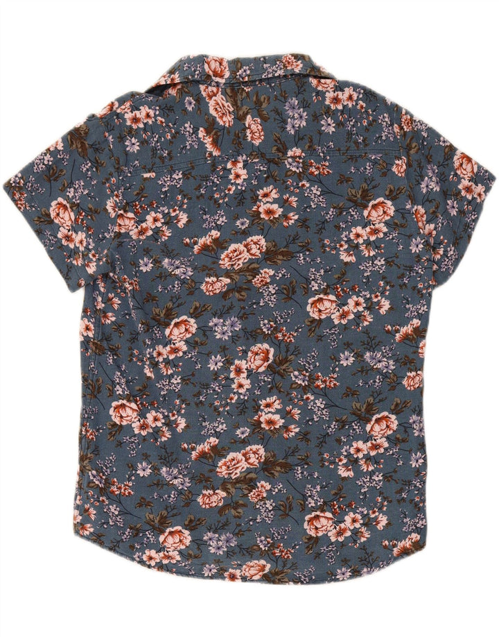 SHEIN Mens Short Sleeve Shirt Small Blue Floral Cotton Vintage Shein and Second-Hand Shein from Messina Hembry 
